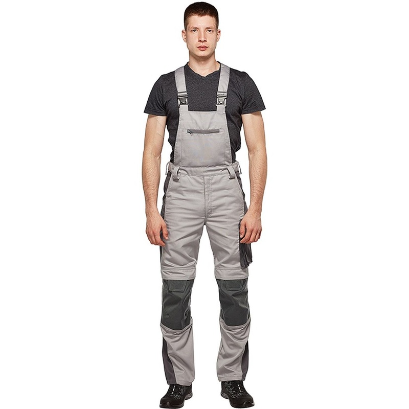 Изображение товара Рабочий мужской полукомбинезон л33-ПК серый с отражающим кант