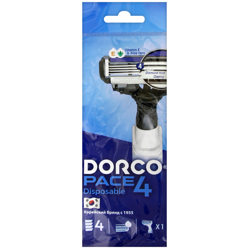 Изображение товара Одноразовая бритва Dorco PACE4 4 лезвия плавающая головка увлажняющая полоса