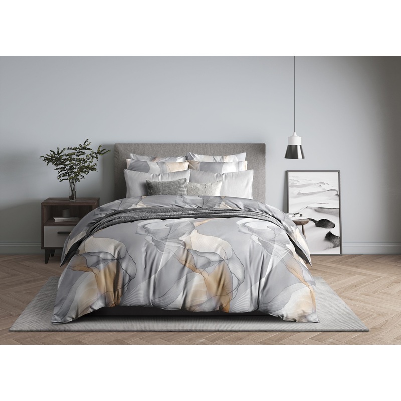 Изображение товара Комплект постельного белья Guten Morgen Fog евро поплин 220x240 см 70x70 см серый