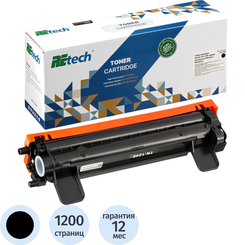Изображение товара Тонер-картридж Retech TK-1248 для Kyocera совместимый черный 1200 страниц