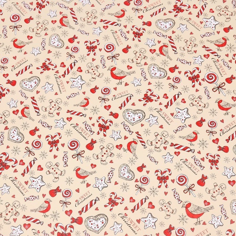 Изображение товара Подарочная упаковочная бумага Upak Land Рождественская конфета 80 г/кв.м 70x100 см