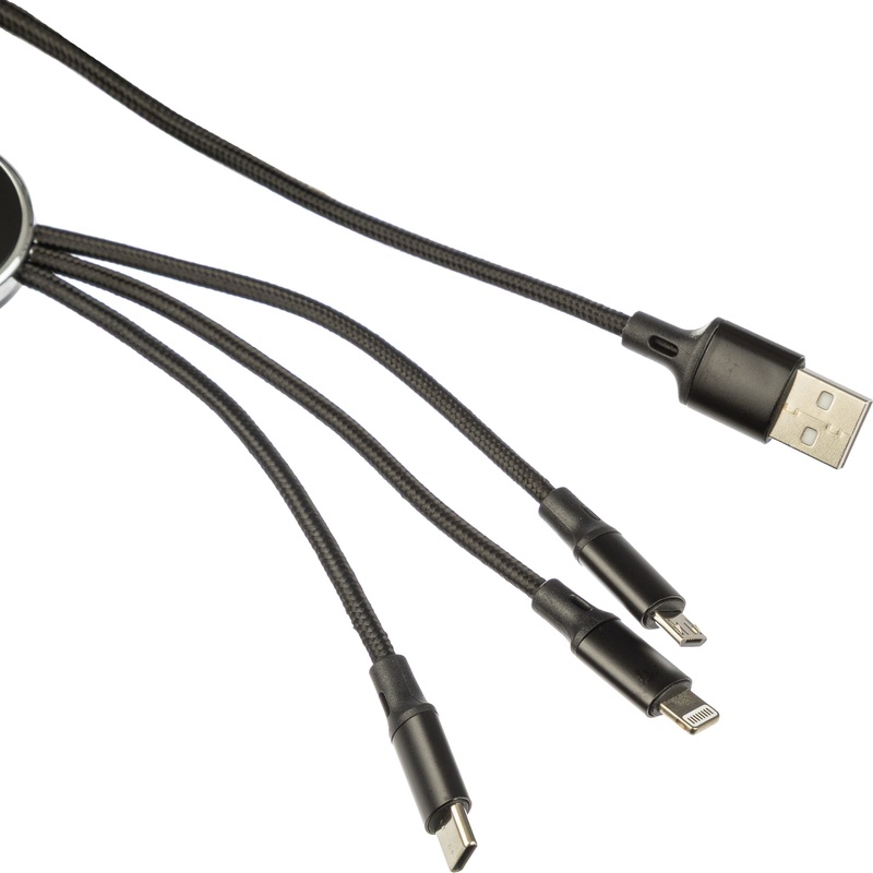 Изображение товара Кабель Shine USB Type-C — micro USB — Lightning 1.2 м чёрный для быстрой зарядки и передачи данных