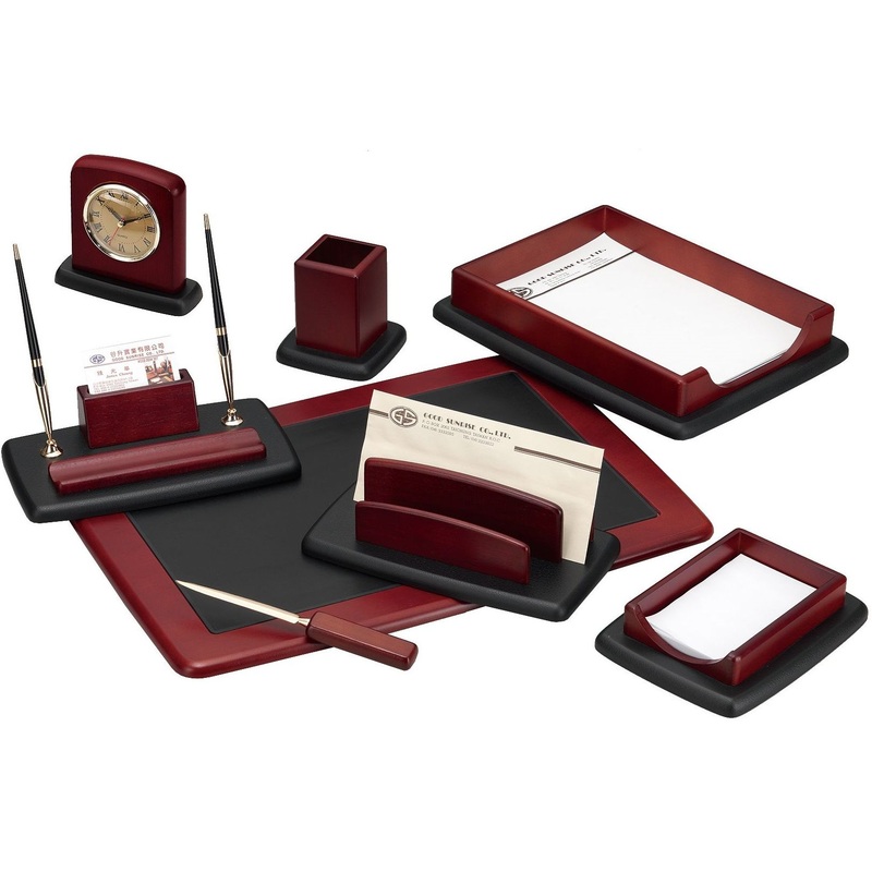 Изображение товара Набор настольный деревянный красное дерево/чёрный (8 предметов)