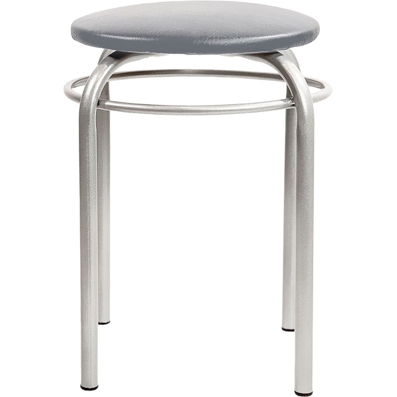 Изображение товара Табурет с кольцом серый (искуственная кожа, металл)