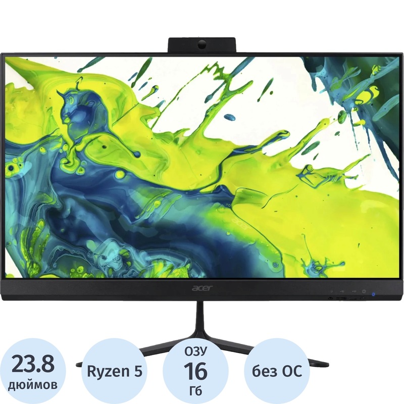 Изображение товара Моноблок Acer Aspire C24-2 Ryzen 5 16ГБ SSD 23.8 IPS No ОС чёрный
