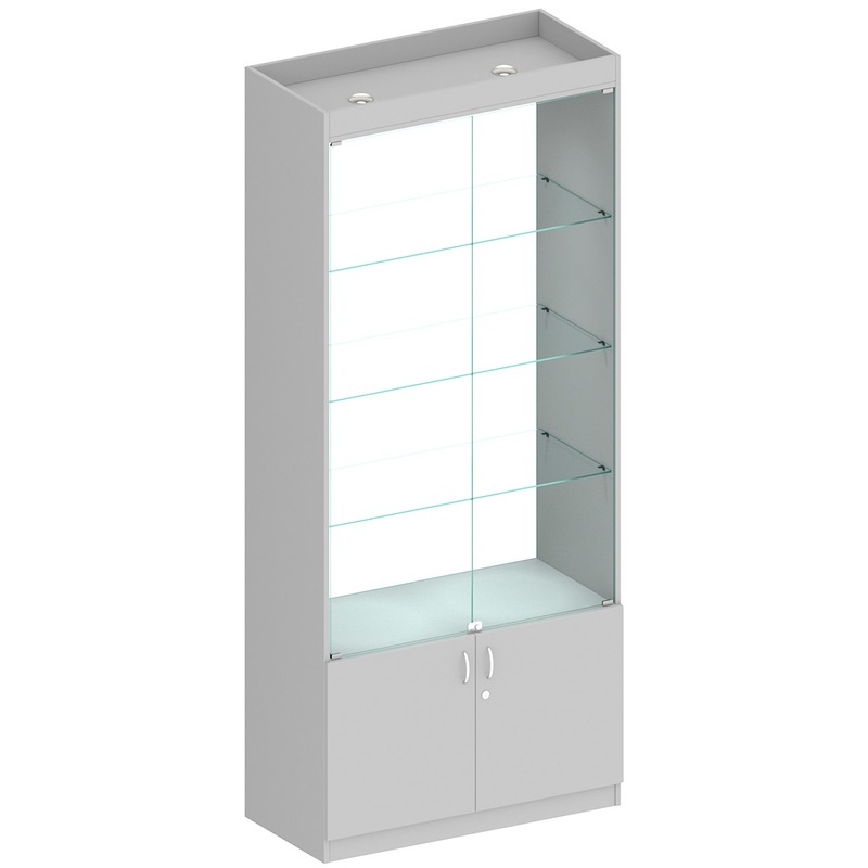 Изображение товара Витрина для товаров 1-2 (серый/прозрачный, 900х420х2100 мм)