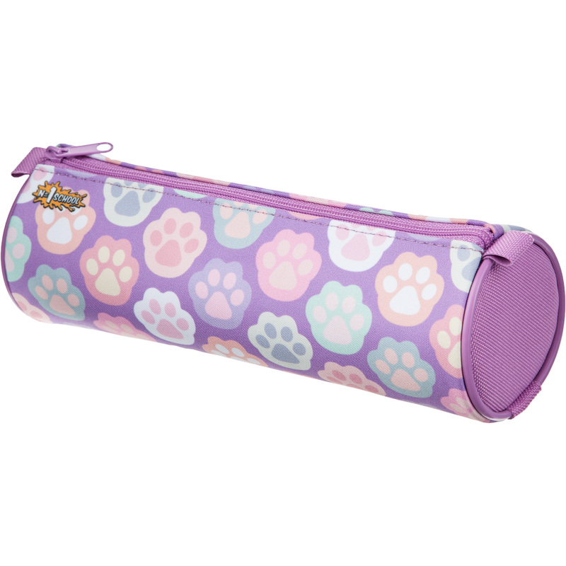 Изображение товара Пенал-тубус односекционный Комус Класс Лапки сиреневый для девочек