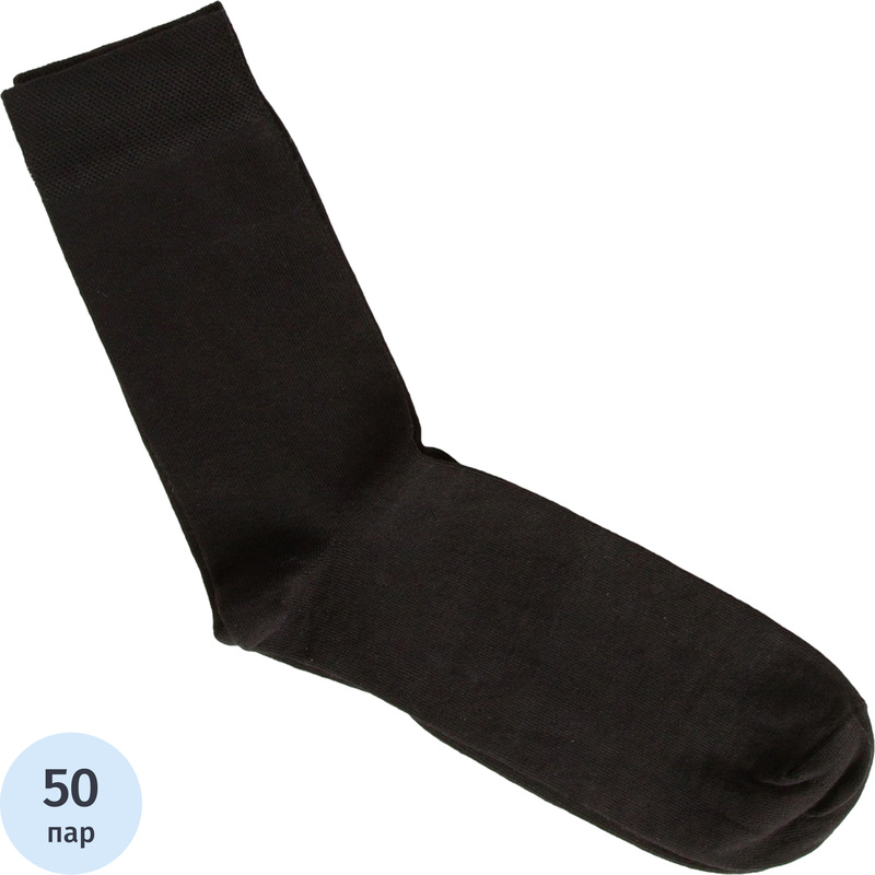 Изображение товара Носки мужские черные без рисунка размер 25 (50 пар в упаковке)