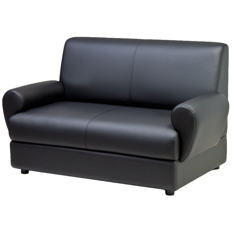 Изображение товара Двухместный диван Матрикс черный из искусственной кожи офисный стиль