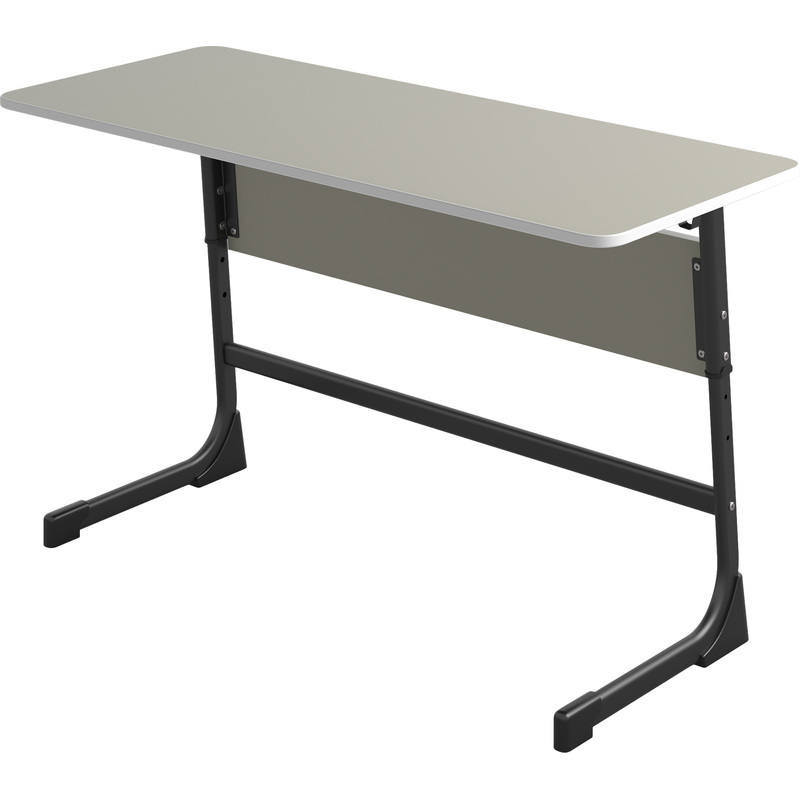 Изображение товара Парта растущая двухместная Комус Мебель с закруглёнными углами серый/антрацит рост 3-5