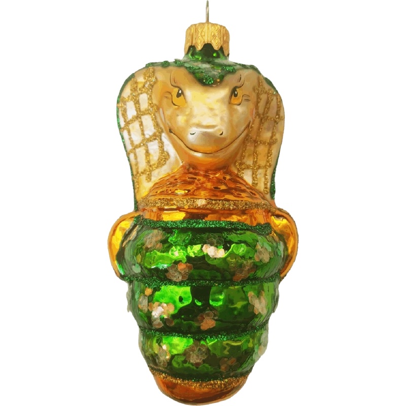 Изображение товара Ёлочная игрушка Коломеев Змея-кобра стекло зелёный (высота 11 см)