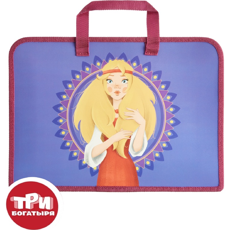 Изображение товара Папка для тетрадей А4 Комус Три богатыря Аленушка пластиковая на молнии с ручками