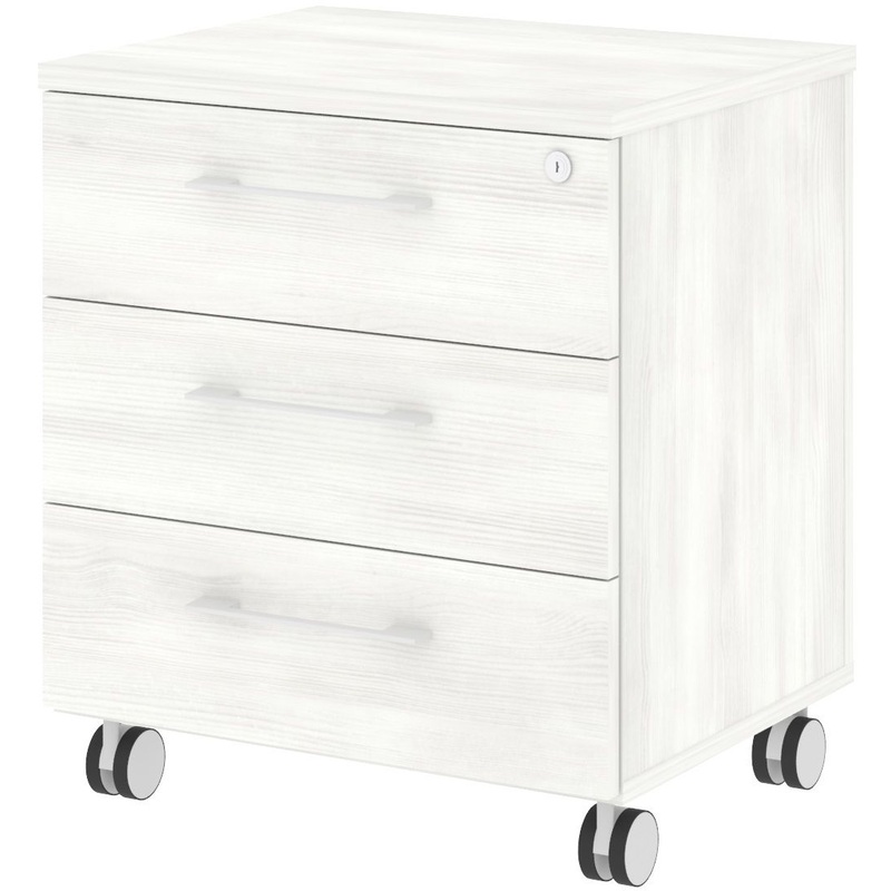 Изображение товара Тумба подкатная Yalta с центральным замком (снежная патина, 550х450х634 мм, 3 ящика)