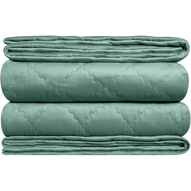 Изображение товара Покрывало стёганое Estia Вилен бархат 240x260 светло-зеленое
