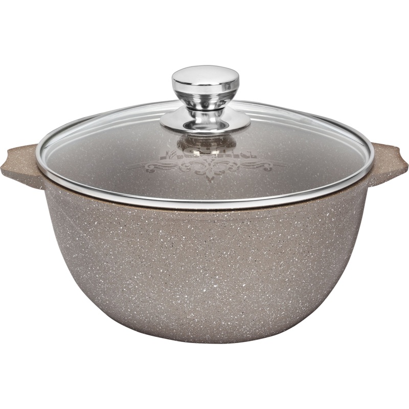 Изображение товара Кастрюля Мечта Гранит Brown 2л литой алюминий с крышкой для газа и электроплит