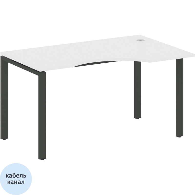 Изображение товара Эргономичный стол Metal System БП.СА-2 Пр правый белый/антрацит