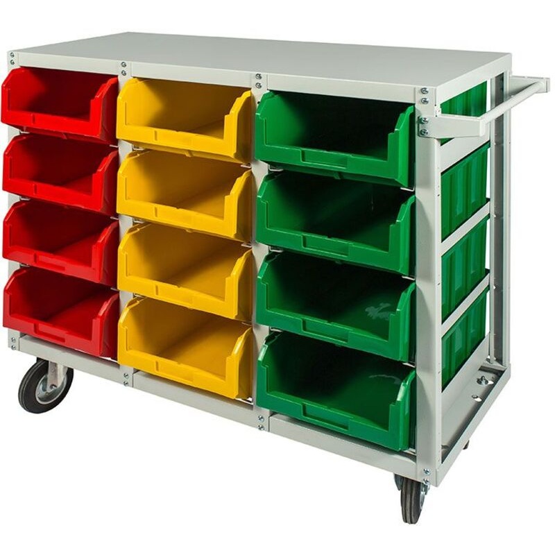 Изображение товара Стеллаж металлический с направляющими мобильный Стелла-техник V4-12-200-К (1120х495х800 мм, 12 ячеек)