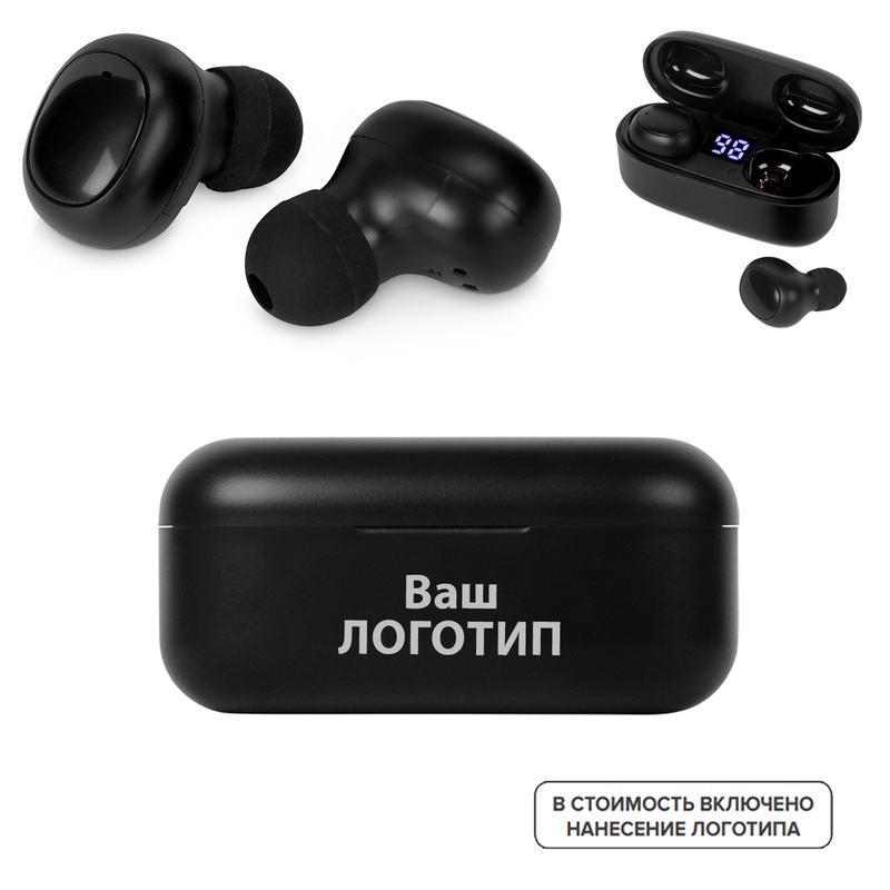 Изображение товара Беспроводные TWS наушники Volts чёрные с подсветкой и микрофоном