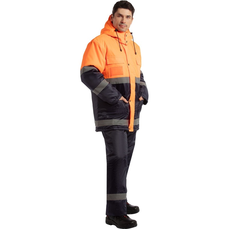 Изображение товара Зимний рабочий мужской костюм с СОП оранжевый и тёмно-синий