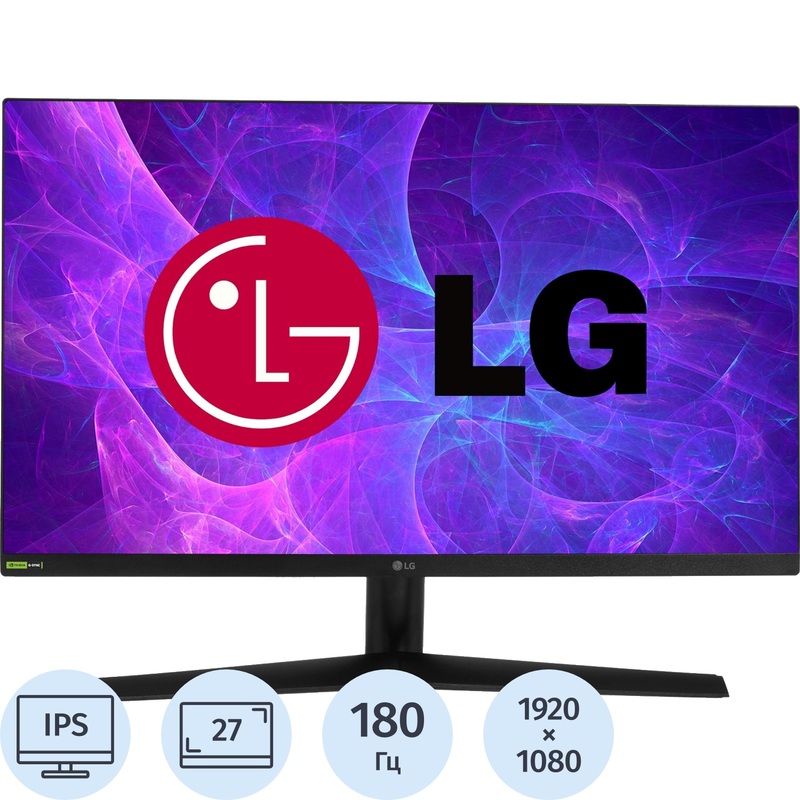 Изображение товара Монитор 27 LG 27GS60F-B.ARUZ геймерский IPS с HDR и частотой 180 Гц черный