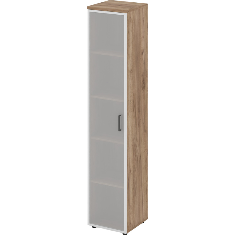 Изображение товара Шкаф для документов Style Project SN.STU-109 закрытый со стеклом дуб табак/антрацит 400x400x1982 мм