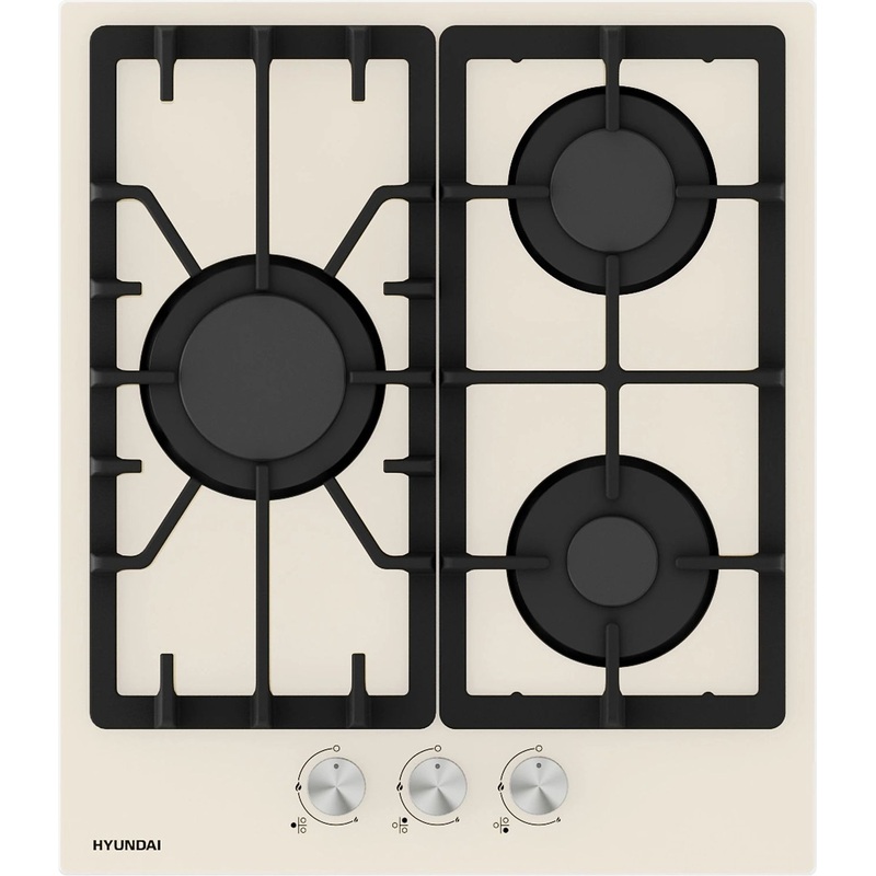 Изображение товара Газовая варочная панель Hyundai HHG 4333 BE 3 газовые конфорки надежный дизайн