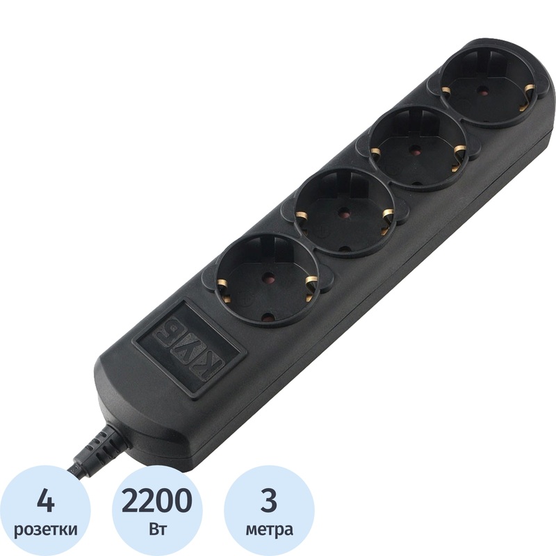 Изображение товара Удлинитель Power Cube 4 розетки 3 м с заземлением (PC-1B-3M)