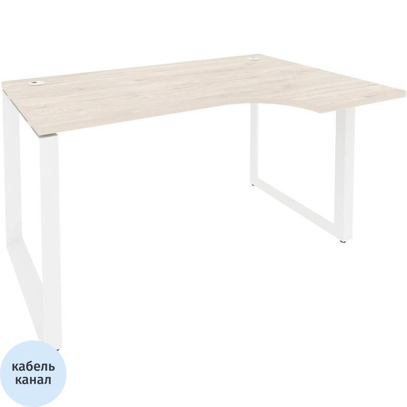 Изображение товара Эргономичный правый офисный стол ONIX-О светлый белый 1380х980х750 мм