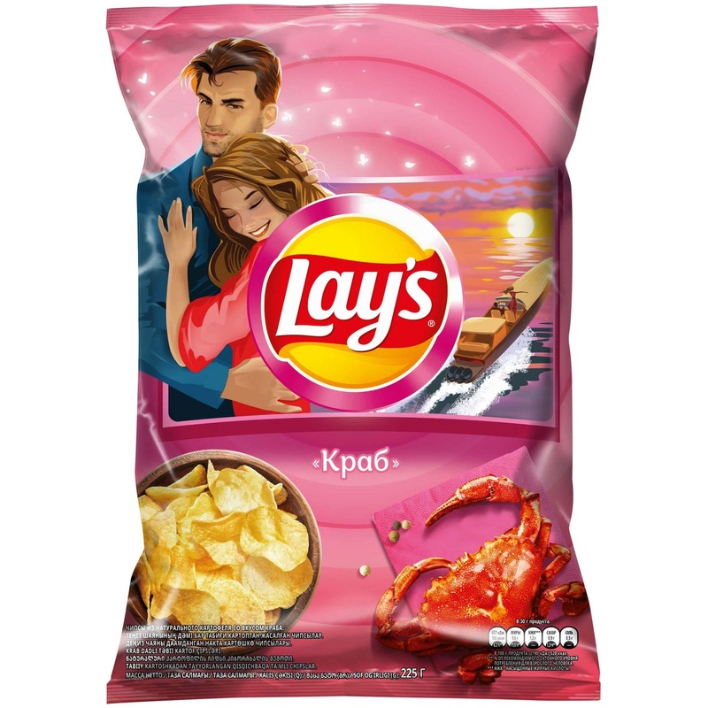 Изображение товара Чипсы Lays со вкусом краба 225 г — хрустящий перекус с морским ароматом