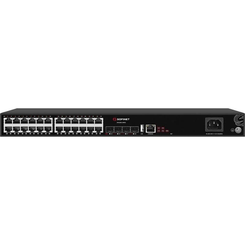 Изображение товара Коммутатор управляемый Sofinet SFN2200-24P4X с PoE, 24 LAN портов, Metal
