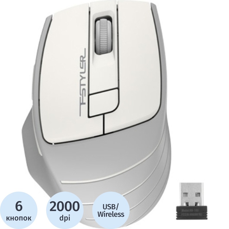 Изображение товара Беспроводная оптическая мышь A4Tech Fstyler FG30 бело-серая USB