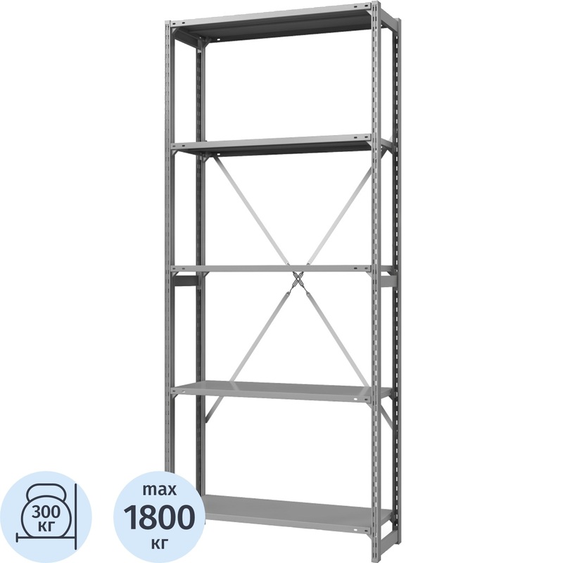 Изображение товара Стеллаж металлический ГТС 99-2212605У 5 полок 1200x600x2200 мм
