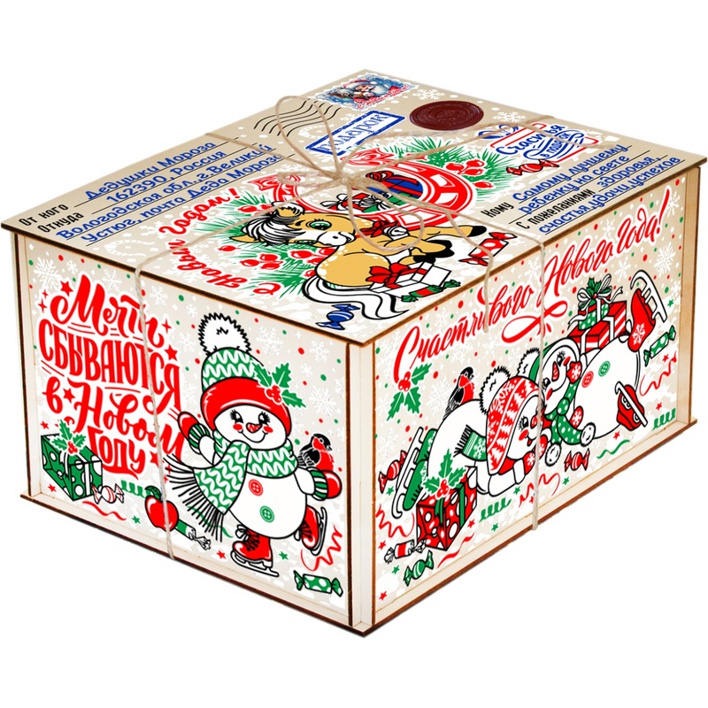 Изображение товара Новогодний сладкий подарок РОКО Сладкий презент фанера 800 г