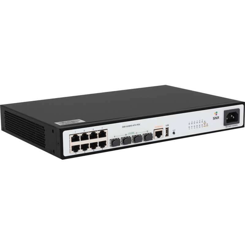 Изображение товара Коммутатор SNR S2989G-8TX-POE 8 портов PoE 1 Гбит/с управляемый Изображение товара Коммутатор SNR S2989G-8TX-POE 8 портов PoE 1 Гбит/с управляемый