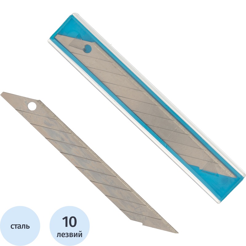 Изображение товара Лезвие сменное сегментированное TOPFORT Extra стальное 9 мм прямоугольное (10 штук в упаковке, SX38T-10)