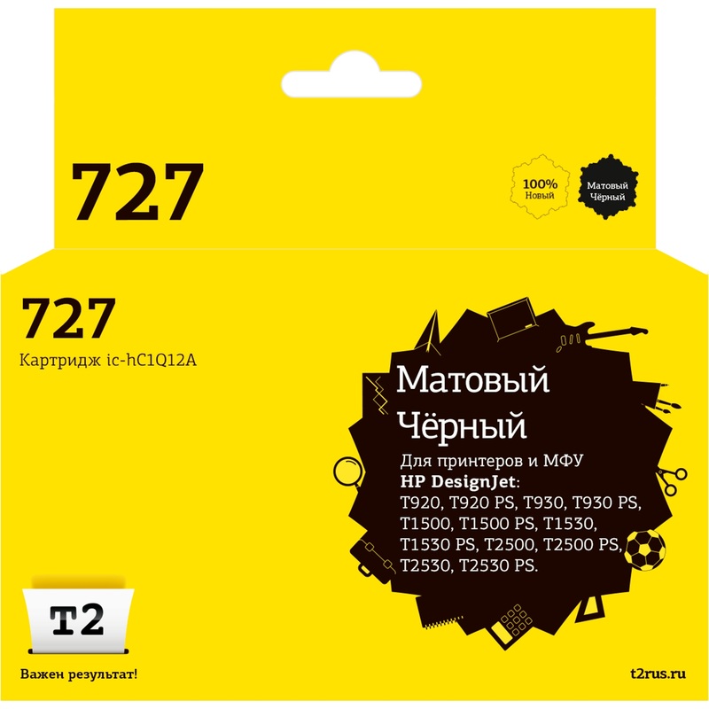 Изображение товара Картридж струйный T2 727 IC-HC1Q12A/C1Q12A черный матовый для HP