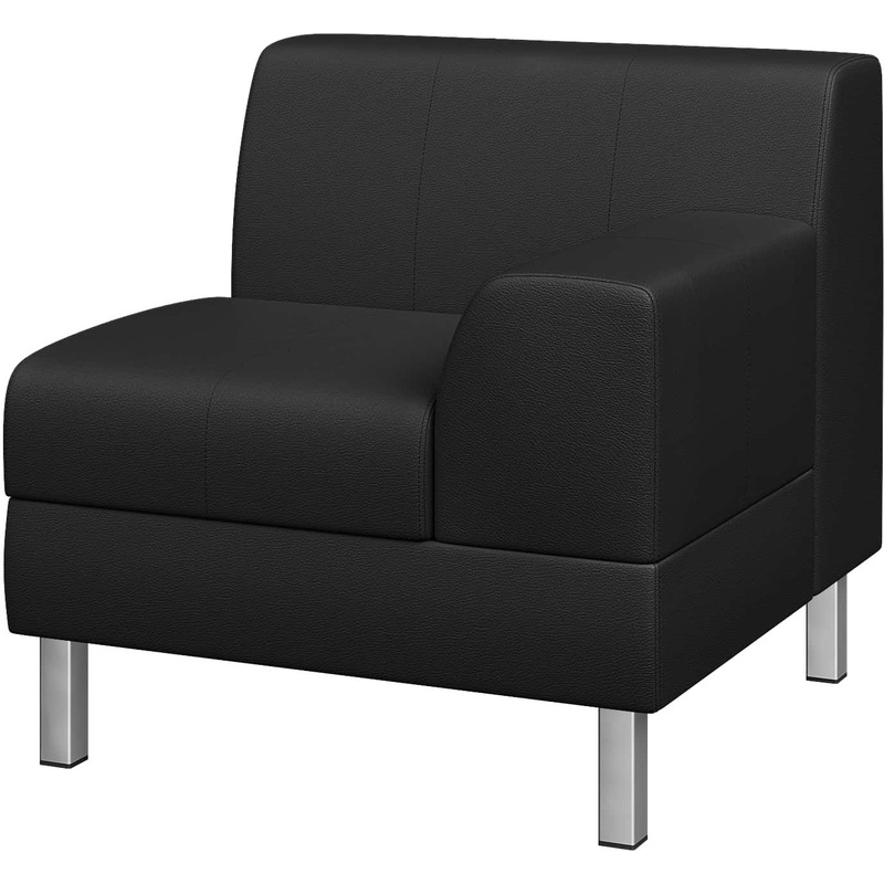 Изображение товара Модуль дивана прямой Flagman одноместный правый из искусственной кожи черный