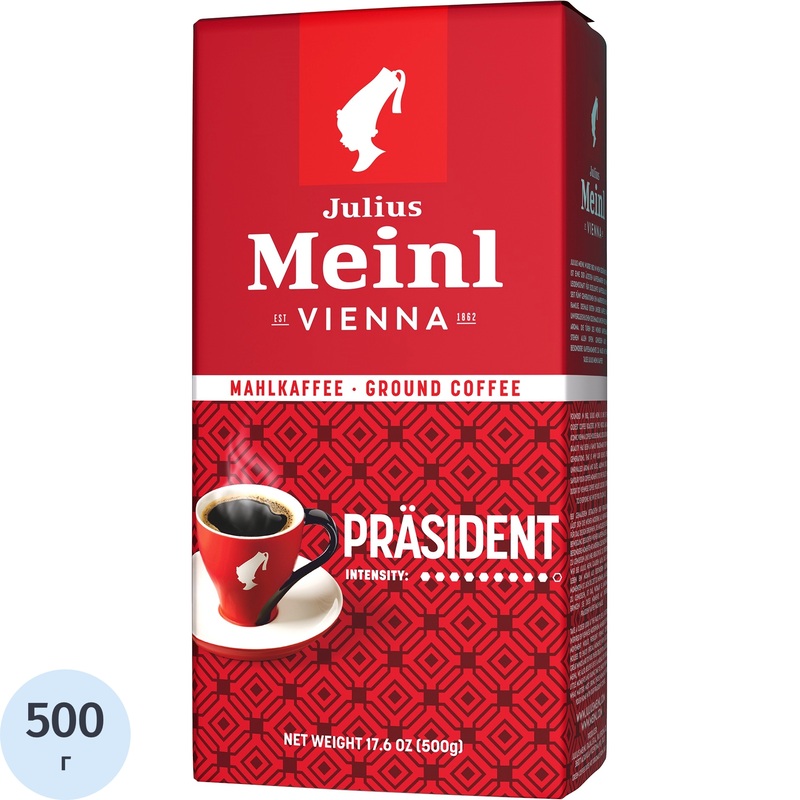 Изображение товара Кофе молотый Julius Meinl Prasident 500 г - натуральный бленд арабики и робусты