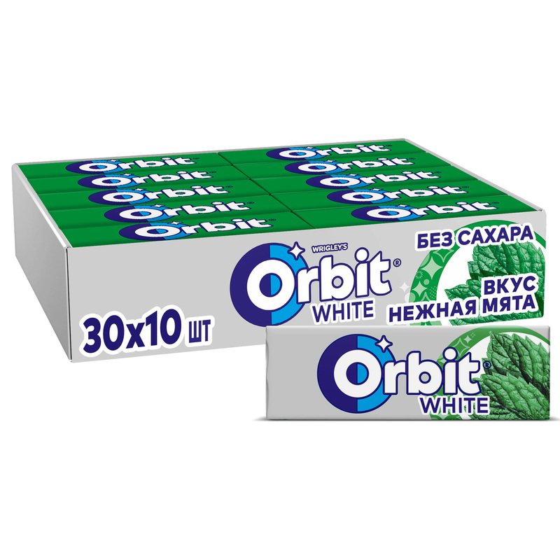 Изображение товара Жевательная резинка Orbit White Нежная мята (30 штук по 13.6 г)