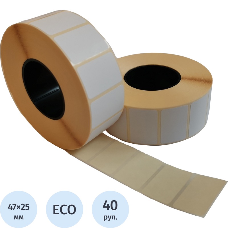 Изображение товара Термоэтикетки 4725 мм ЭКО белые для маркировки 40 рулонов по 2000 штук