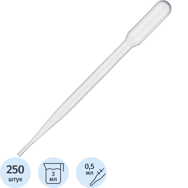 Изображение товара Пипетка Пастера 3 мл стерильная прямая 160 мм для точного дозирования
