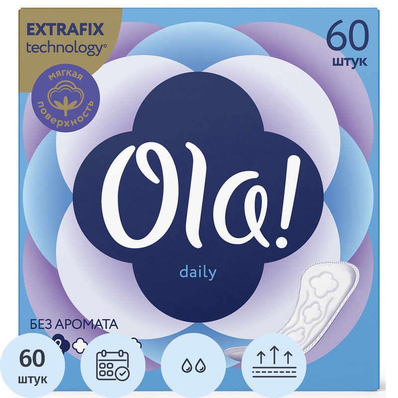 Изображение товара Женские ежедневные прокладки Ola Daily 60 штук гипоаллергенные комфортные