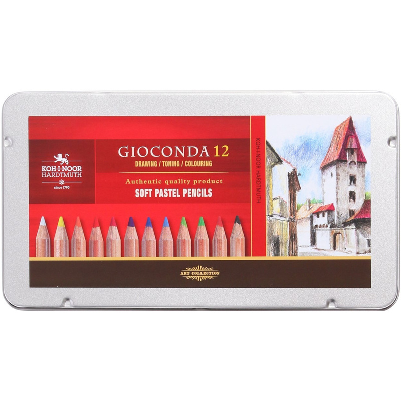Изображение товара Карандаши пастельные Koh-i-Noor Gioconda Soft 12 цветов в металлическом пенале