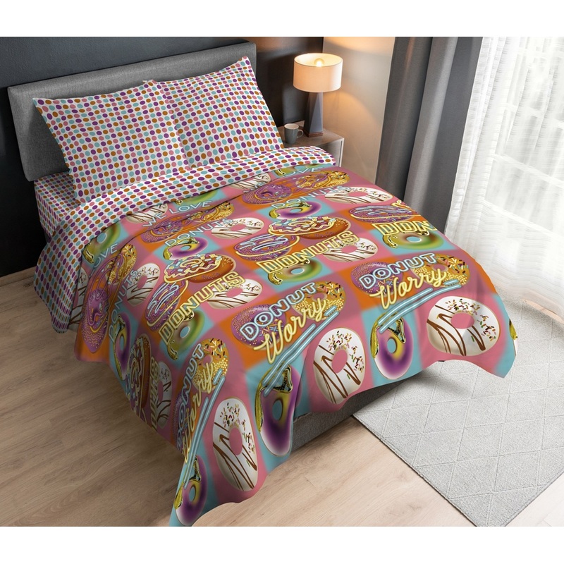 Изображение товара Постельное белье Lovely textile Пончики 1,5-спальное перкаль из хлопка