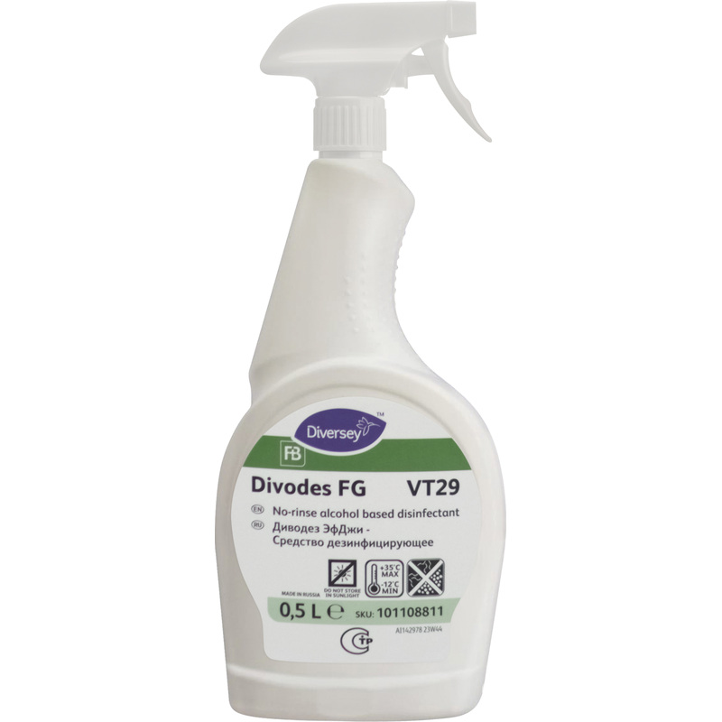 Изображение товара Дезинфицирующее средство для поверхностей и оборудования Diversey Divodes FG VT29 500 мл