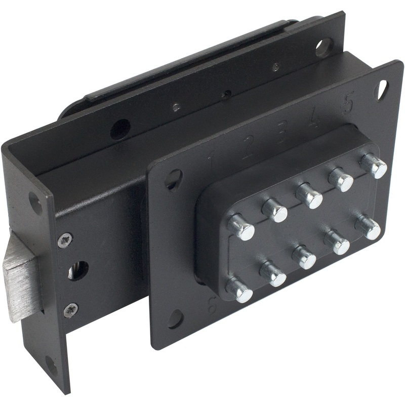 Изображение товара Накладной кодовый замок Ригель 180 мм из стали черный для металлических и деревянных дверей