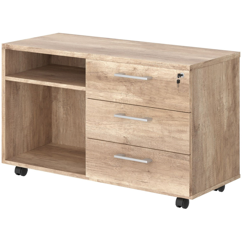 Изображение товара Тумба приставная Torr Z с центральным замком (дуб каньон, 1078х452х650 мм, 3 ящика)