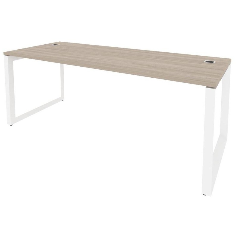 Изображение товара Стол руководителя на металлических опорах 1980х800х750 мм дуб аттик/белый