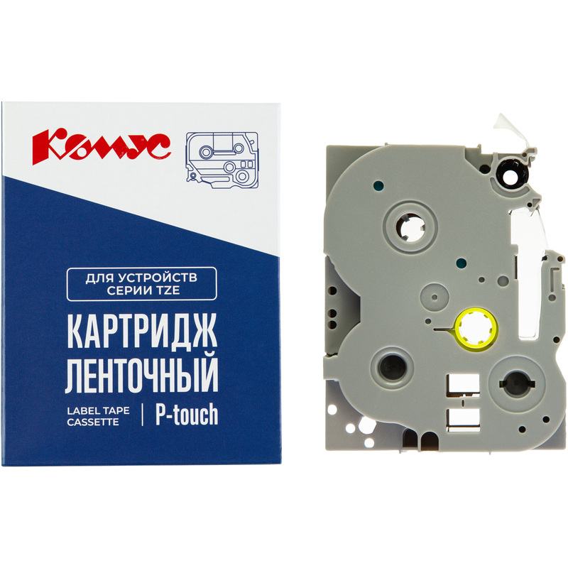 Изображение товара Картридж Комус TZE-354 для принтера этикеток Brother 24 мм 8 м универсальная лента ламинированная