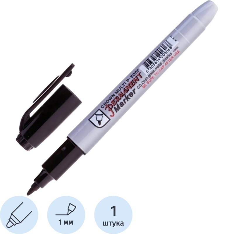 Изображение товара Перманентный маркер Crown Multi Marker Super Slim 1 мм круглый наконечник черные чернила